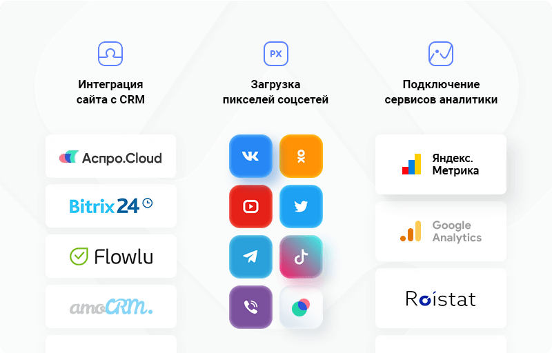 Интеграция с системой управления бизнесом Аспро.Cloud пригодится для автоматизации рабочих процессов. Считайте количество заявок, анализируйте рентабельность проектов и учитывайте финансы в отчетах.